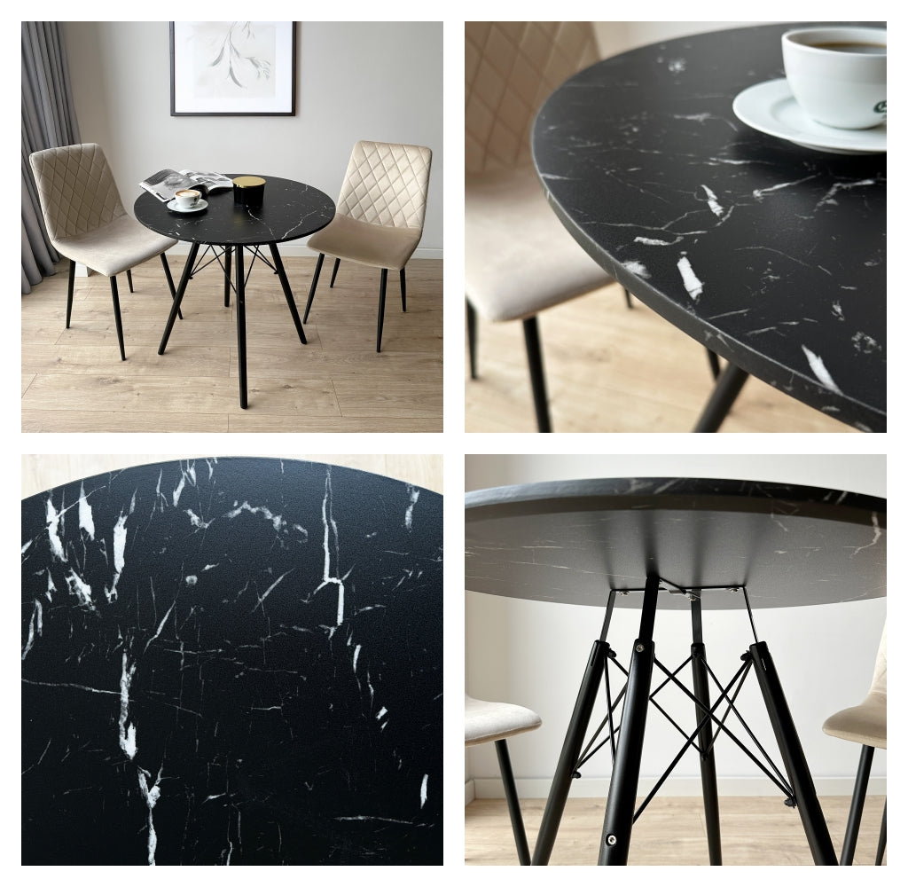 Kulatý stolek PARIS BLACK DTW 80 cm mramor černý