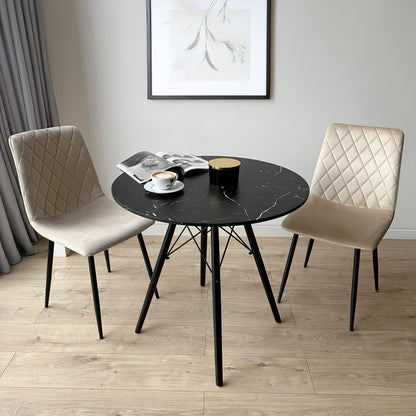 Kulatý stolek PARIS BLACK DTW 80 cm mramor černý