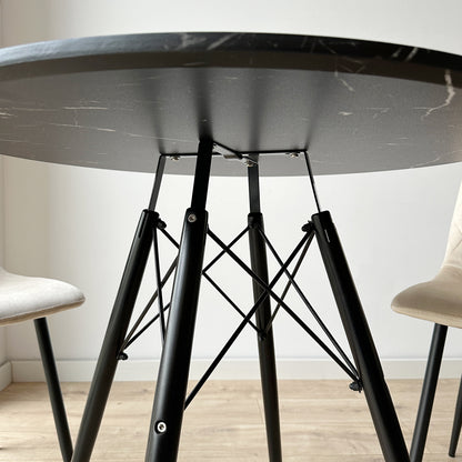 Kulatý stolek PARIS BLACK DTW 80 cm mramor černý