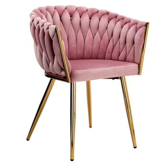 Sametová židle pletené COFTON gold VELVET růžový