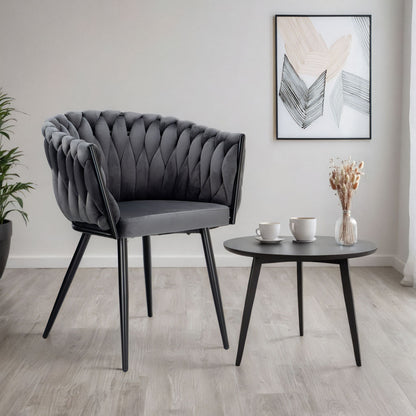 Sametová židle pletené COFTON Black VELVET grafitový