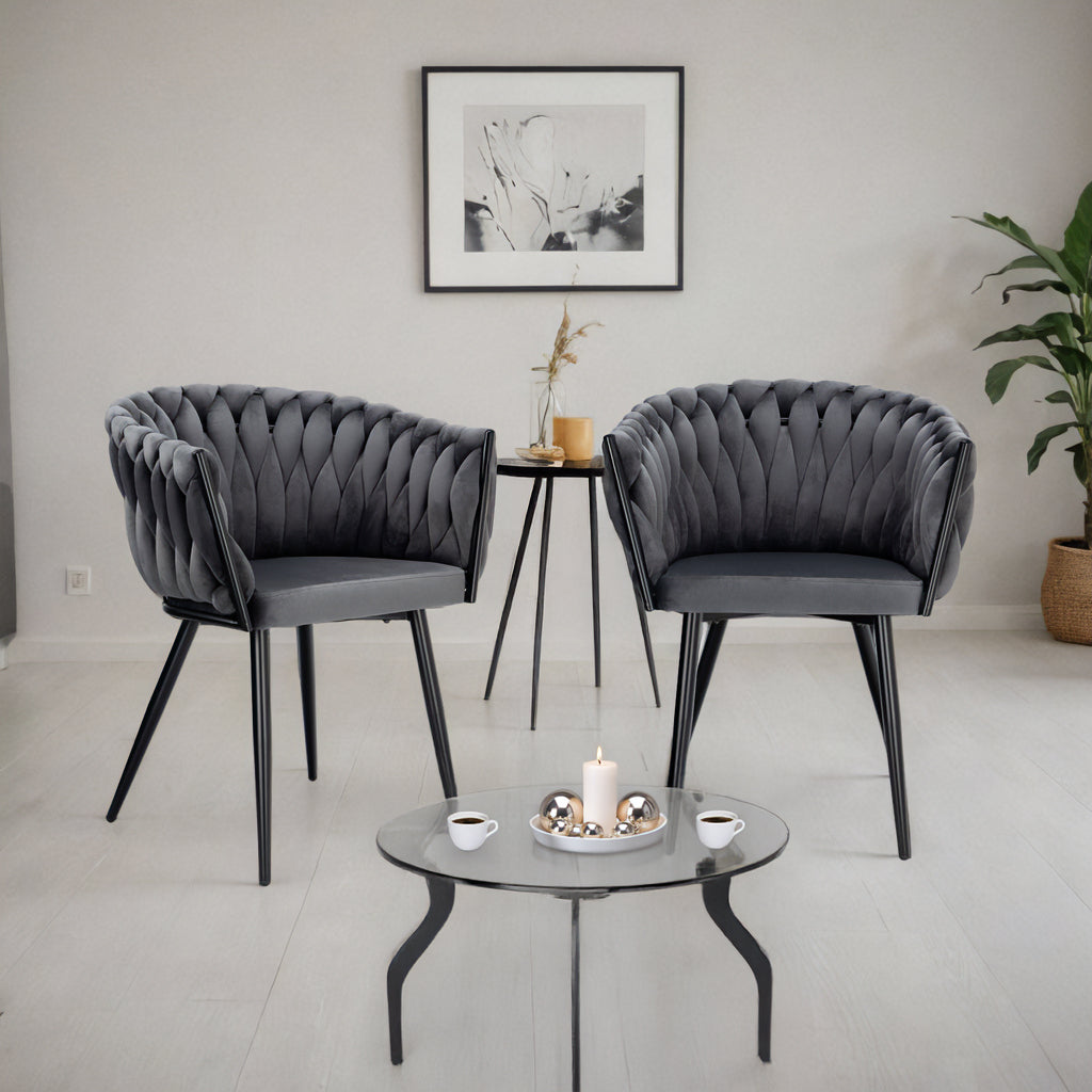 Sametová židle pletené COFTON Black VELVET grafitový