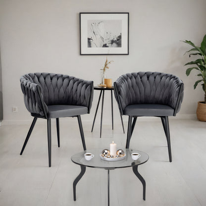 Sametová židle pletené COFTON Black VELVET grafitový