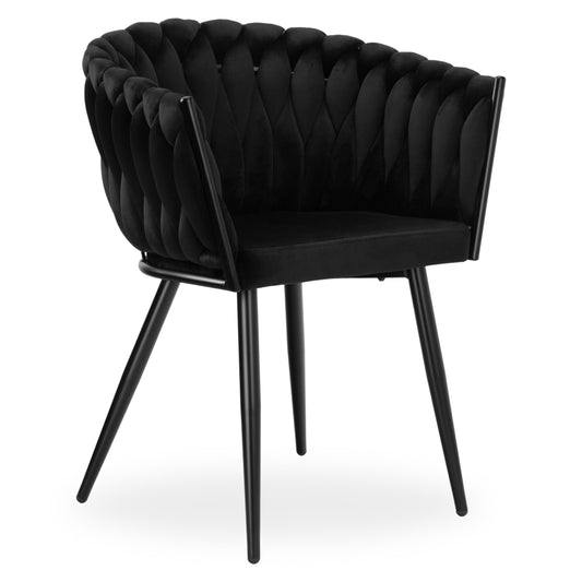 Sametová židle pletené COFTON Black VELVET černý