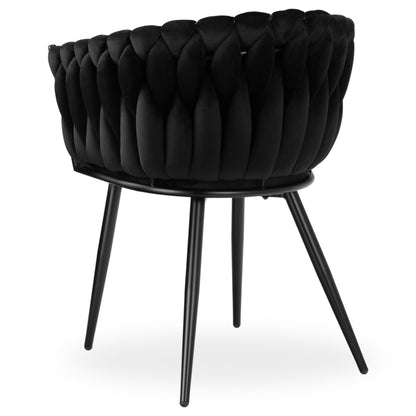 Sametová židle pletené COFTON Black VELVET černý