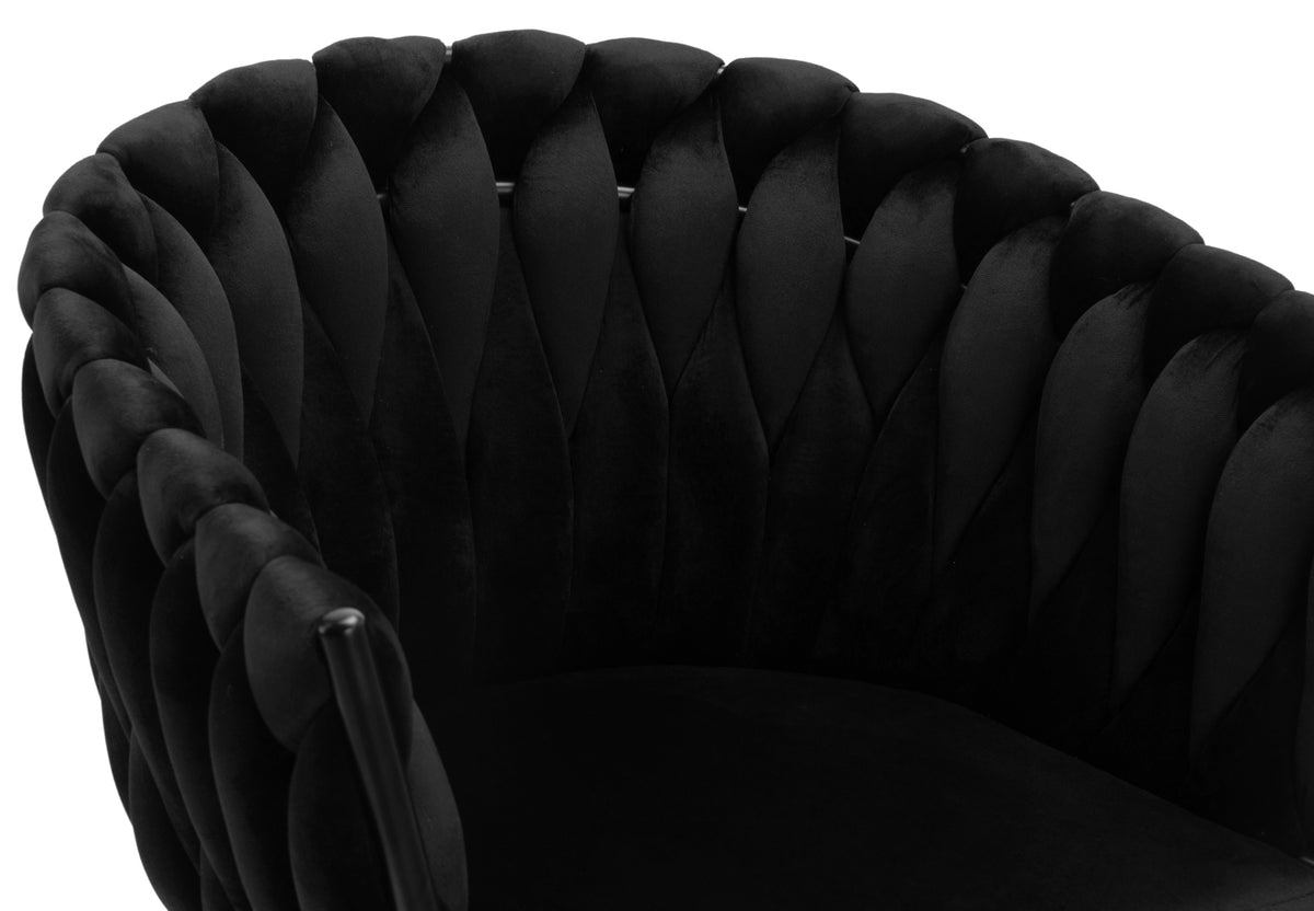 Sametová židle pletené COFTON Black VELVET černý