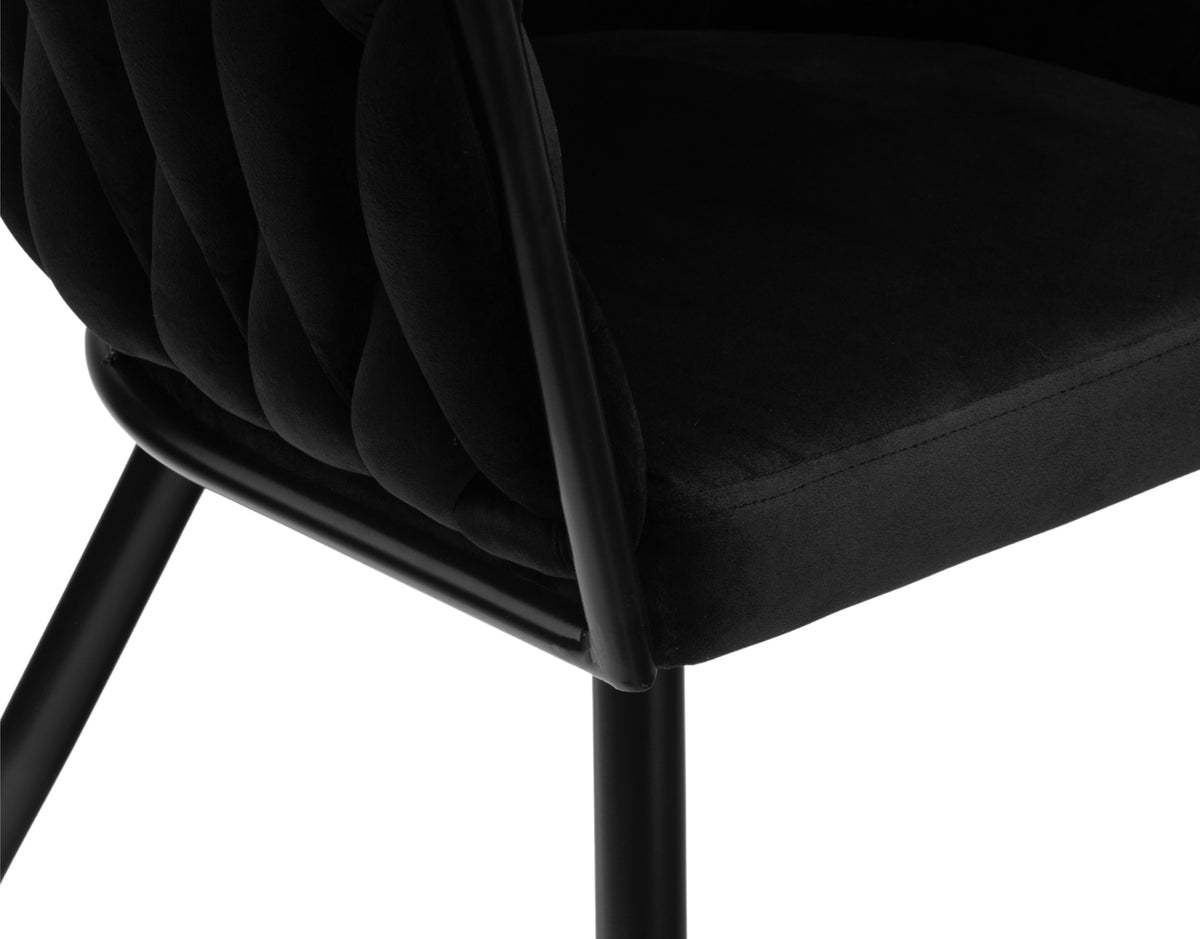 Sametová židle pletené COFTON Black VELVET černý