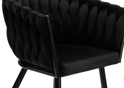Sametová židle pletené COFTON Black VELVET černý