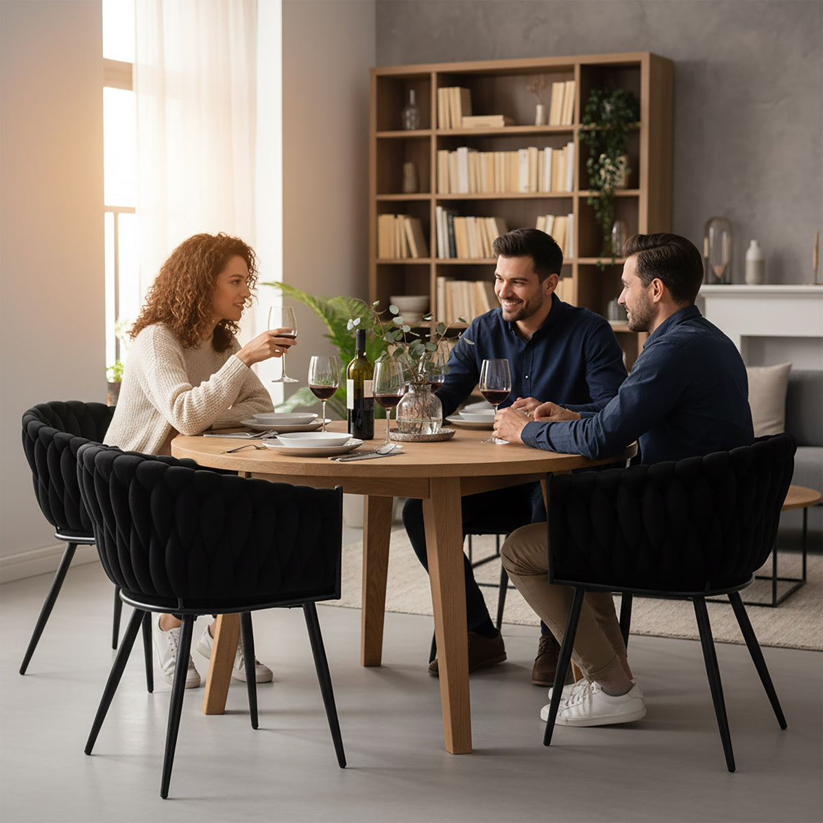 Sametová židle pletené COFTON Black VELVET černý