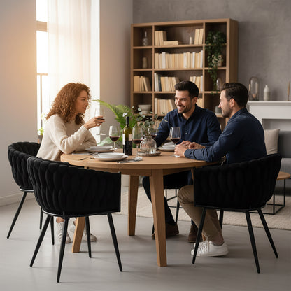Sametová židle pletené COFTON Black VELVET černý
