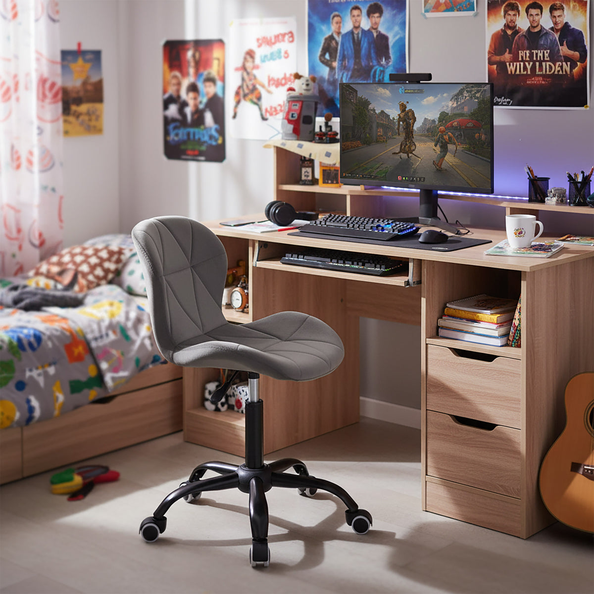 Kancelářské křeslo na kolečkách Spiner Black grafitový velvet