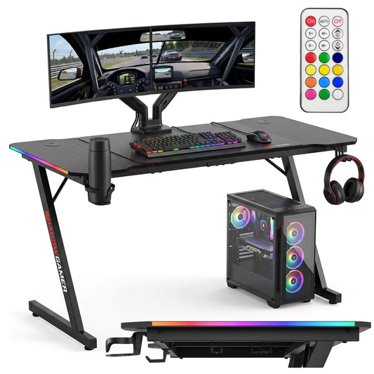 Herní stůl GAMER 2.0 140 cm LED RGB podložka