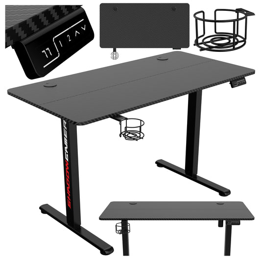 Herní stůl GAMER elektrické 1.0 černé 120 cm
