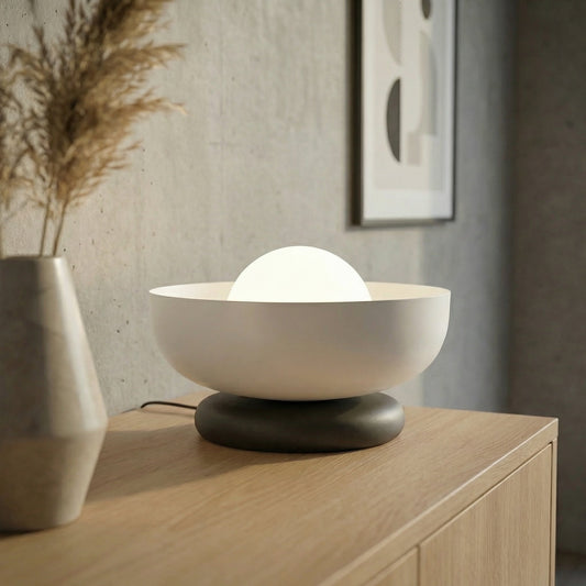 Stolní lampa OZZY LN1 – černá / bílá, bílé sklo