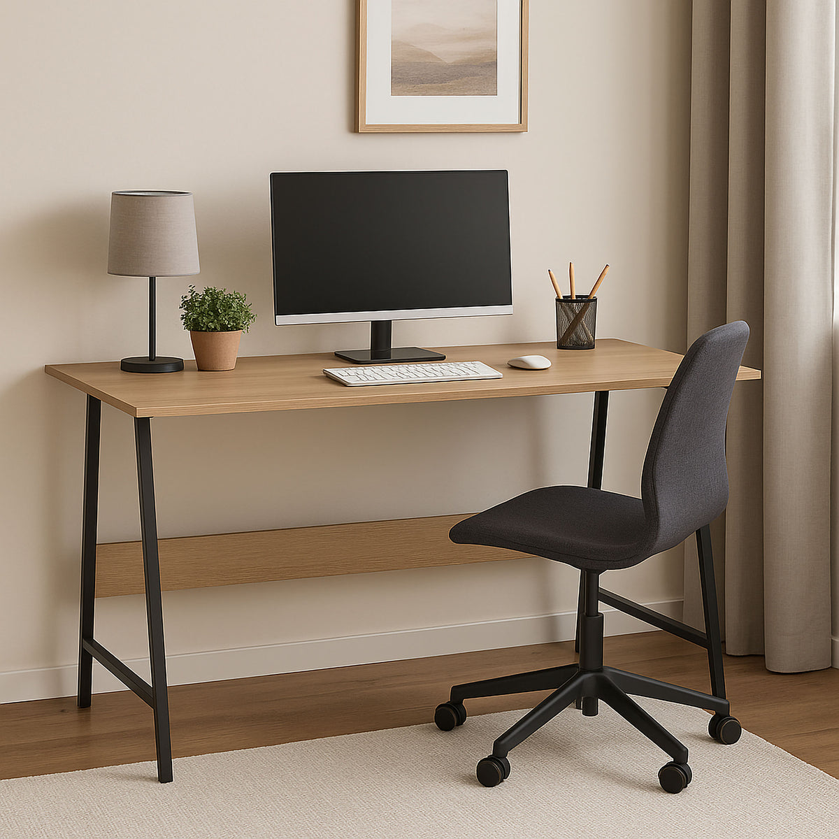 Loftový počítačový stůl GRENEN MODERN OAK