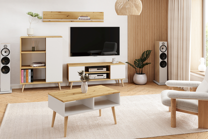 TV stolek FOCUS 155 cm – dub artisan / bílá