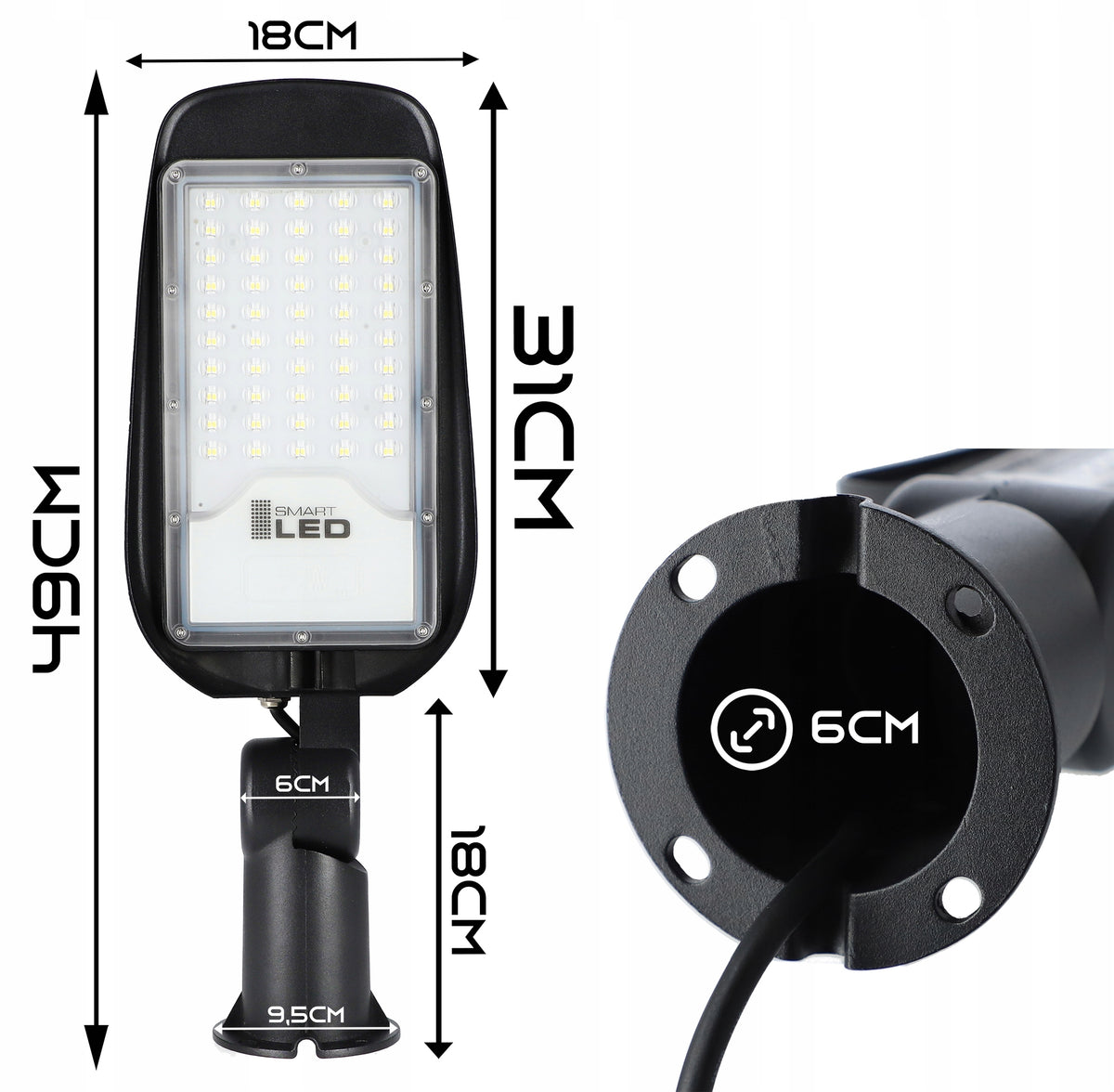 Pouliční LED svítidlo 50 W, nastavitelné