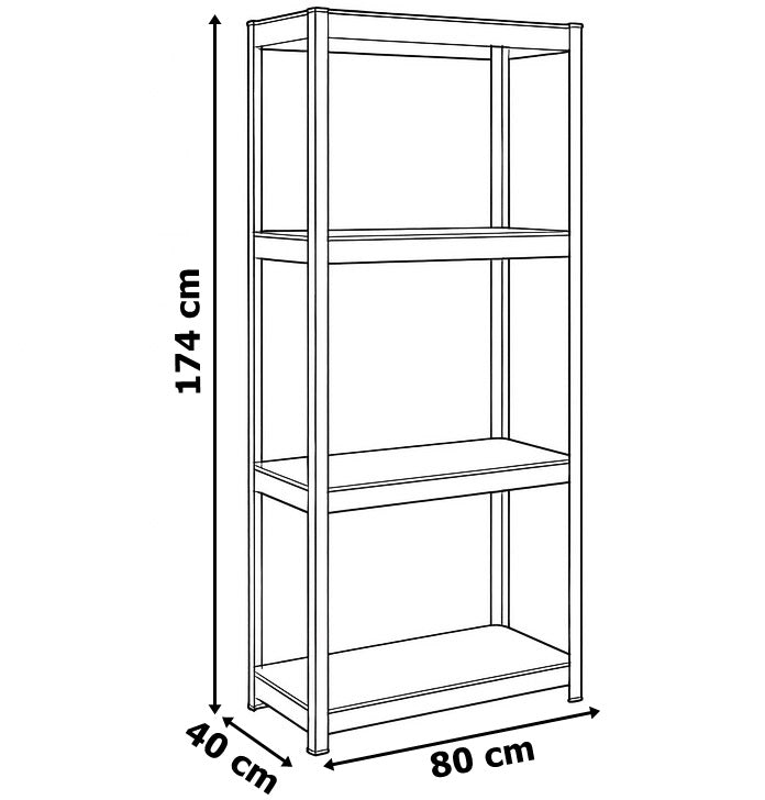 Skladový regál 4 úrovně 174x80x40 150 kg stříbrný