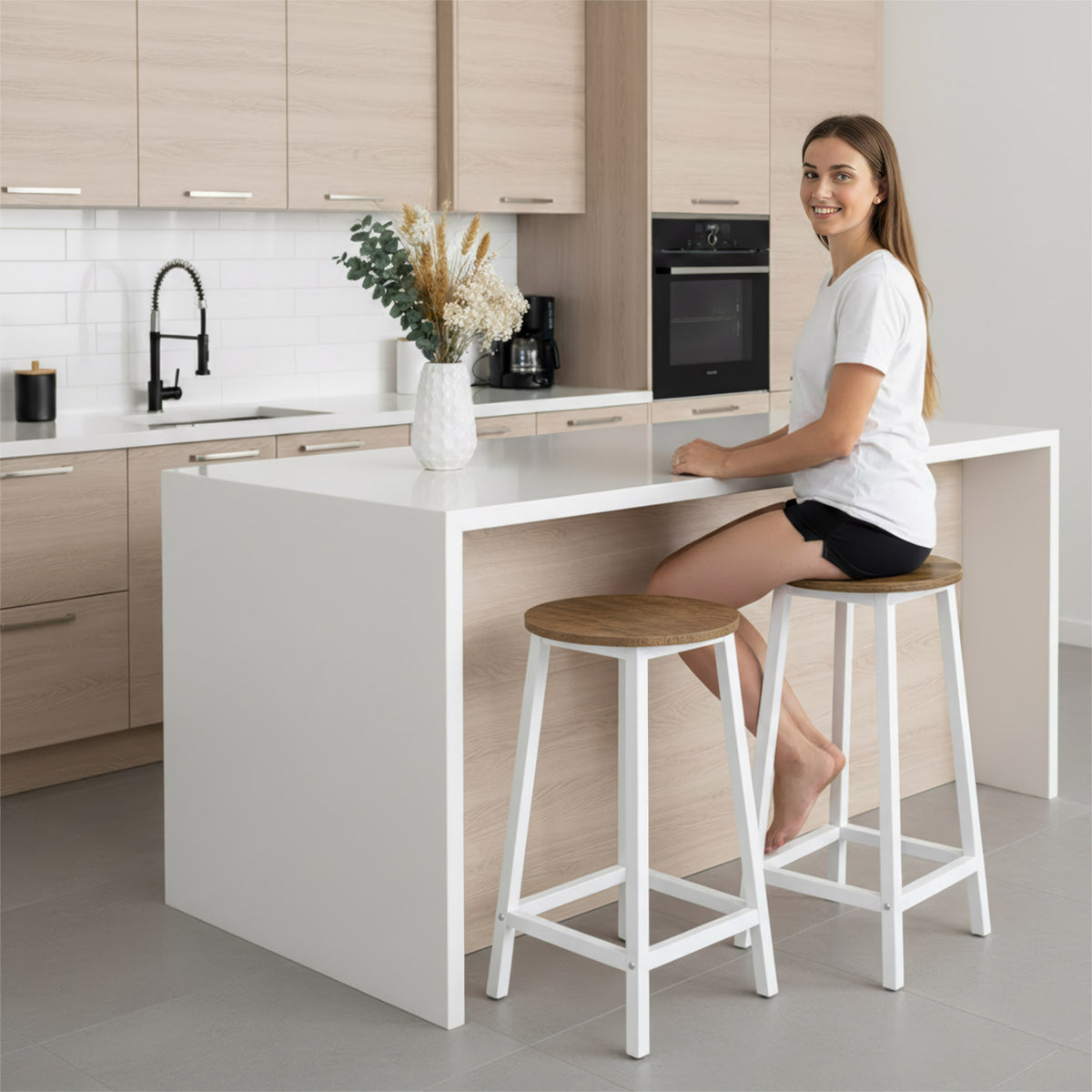 Barová židle Flint bílý Rustic skandinávský dekor starého dubu
