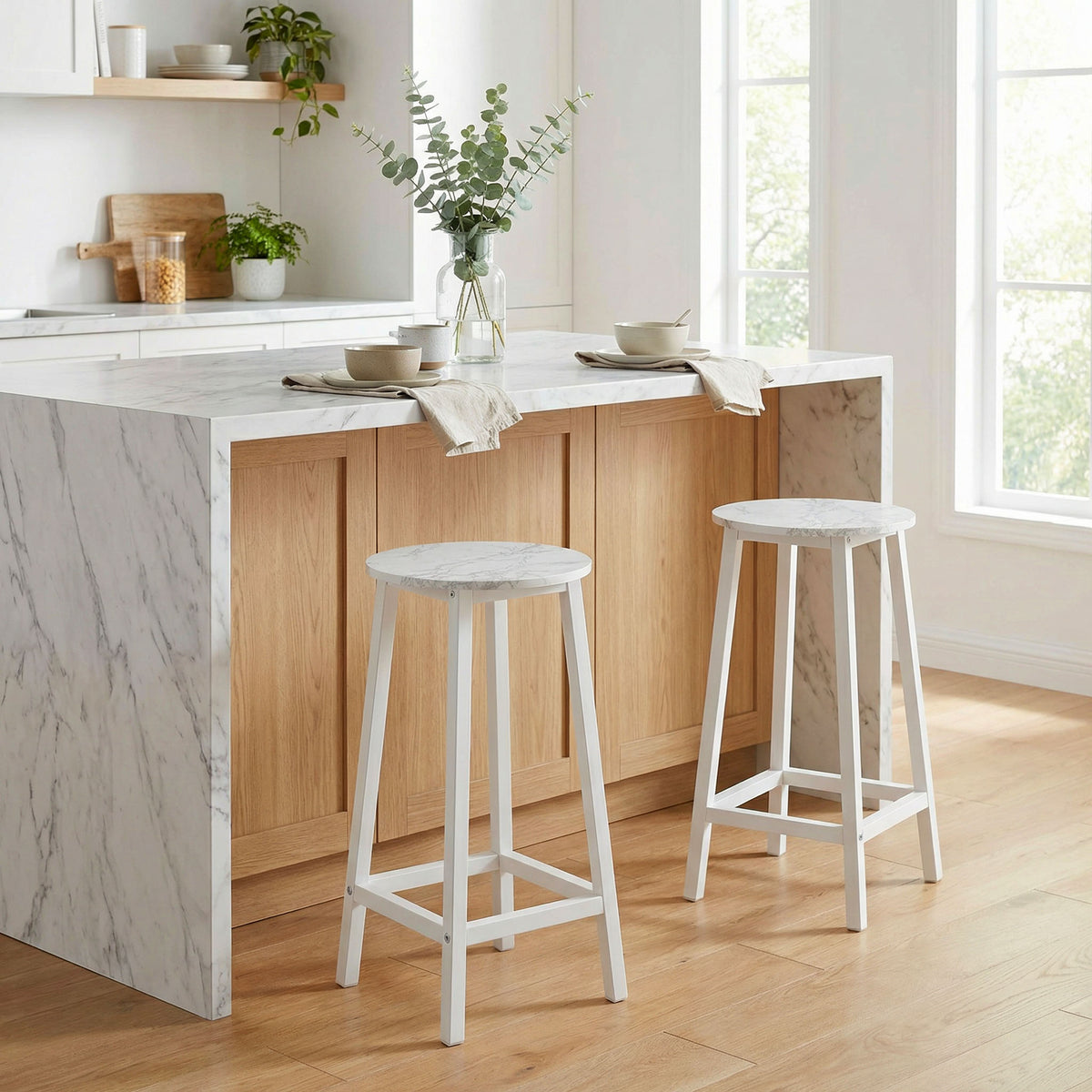 Barová židle Flint White bílý mramor Glamour