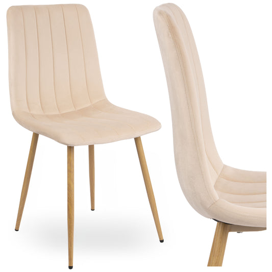 Židle FRESNO WOOD VELVET čalouněná béžový samet