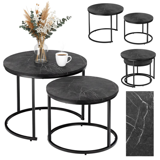 Sada dvou stolků loft Galen Small grafitový mramor