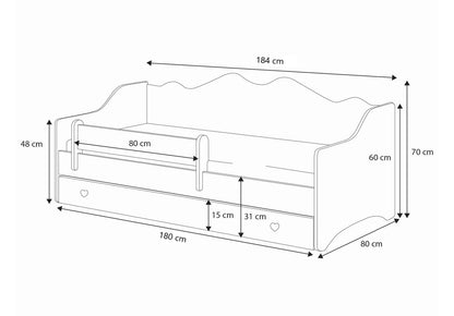 Dětská postel EMMA 180 × 80 cm – šedá