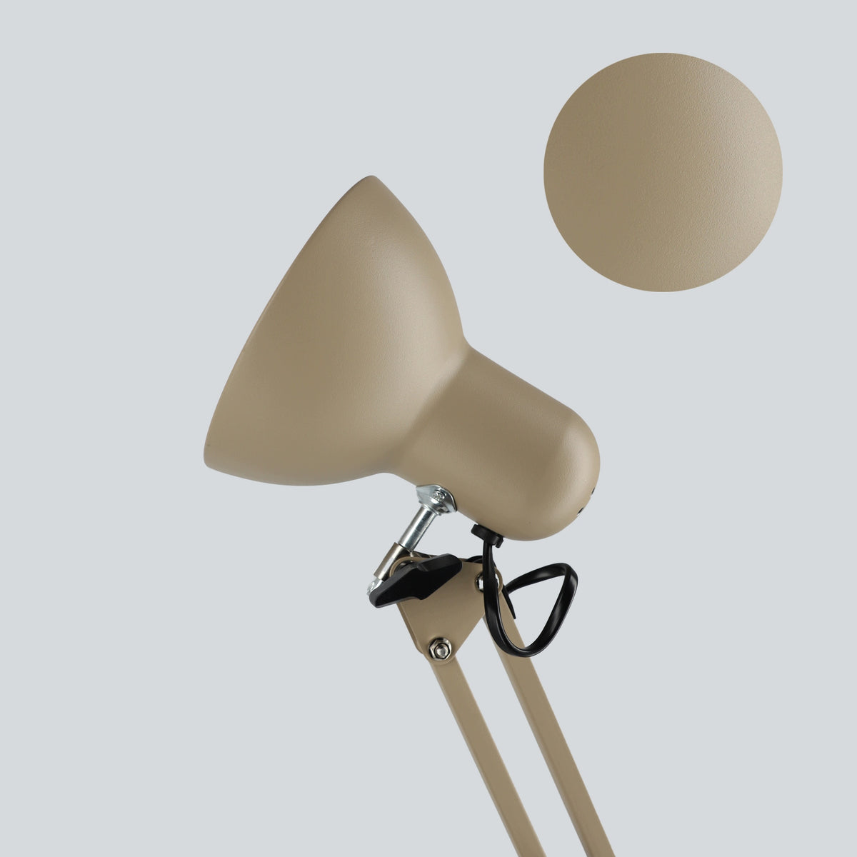 Béžová stolní lampa E27, nastavitelná, s klipsem