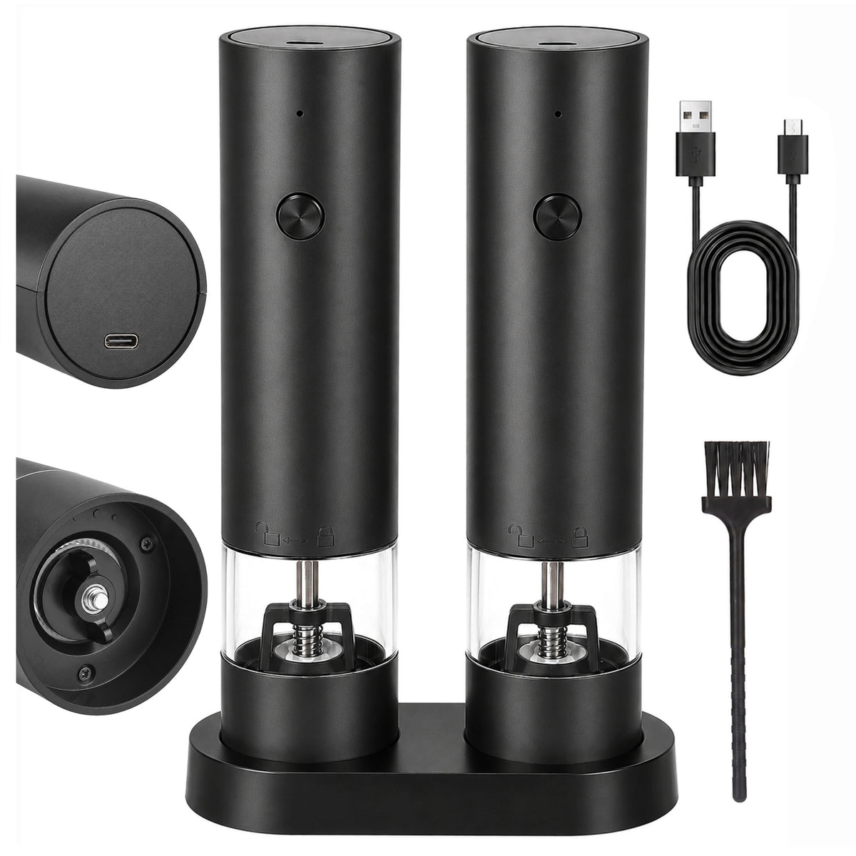Mlýnek na koření AROMA elektrický 2 ks