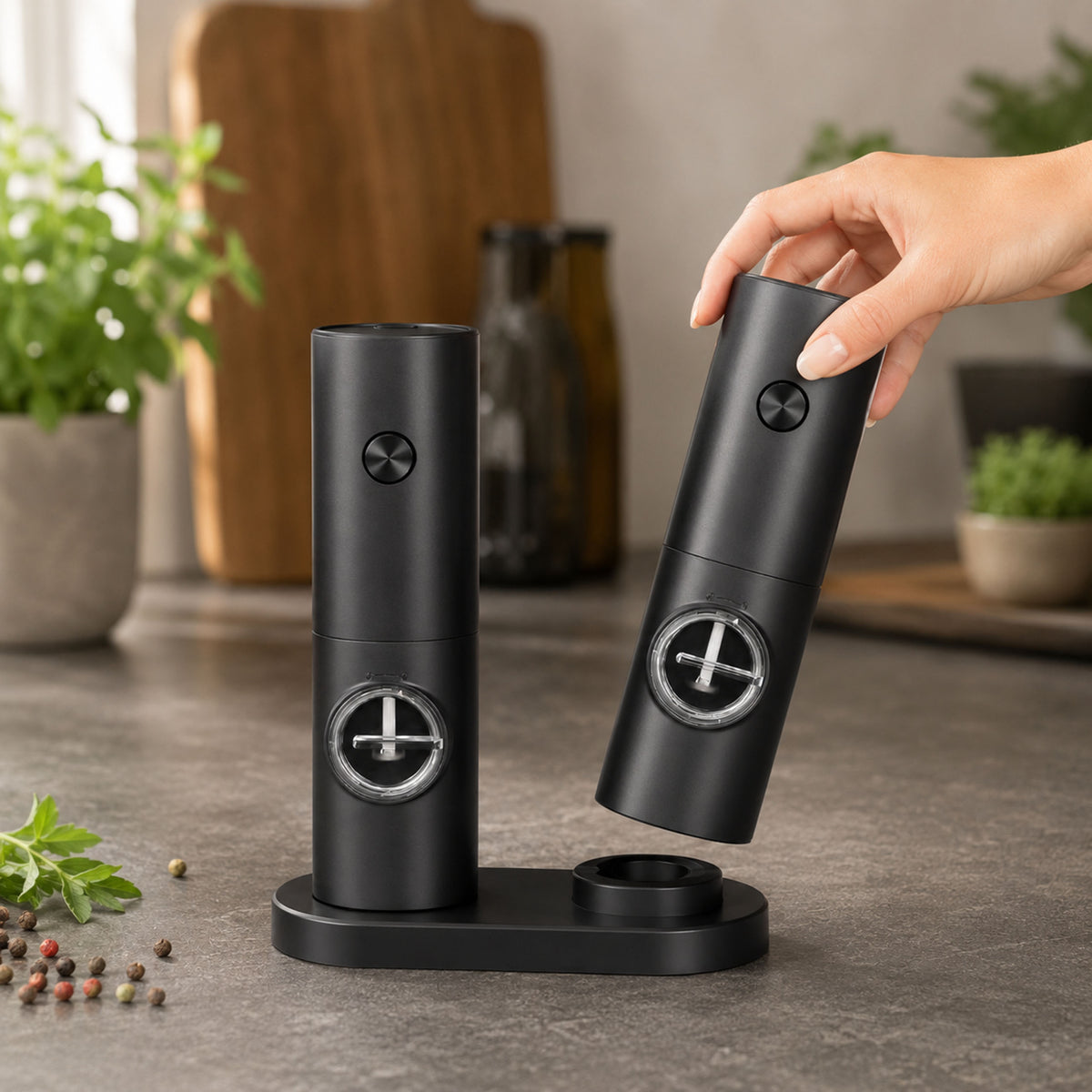 Mlýnek na koření HERBAL elektrický 2 ks