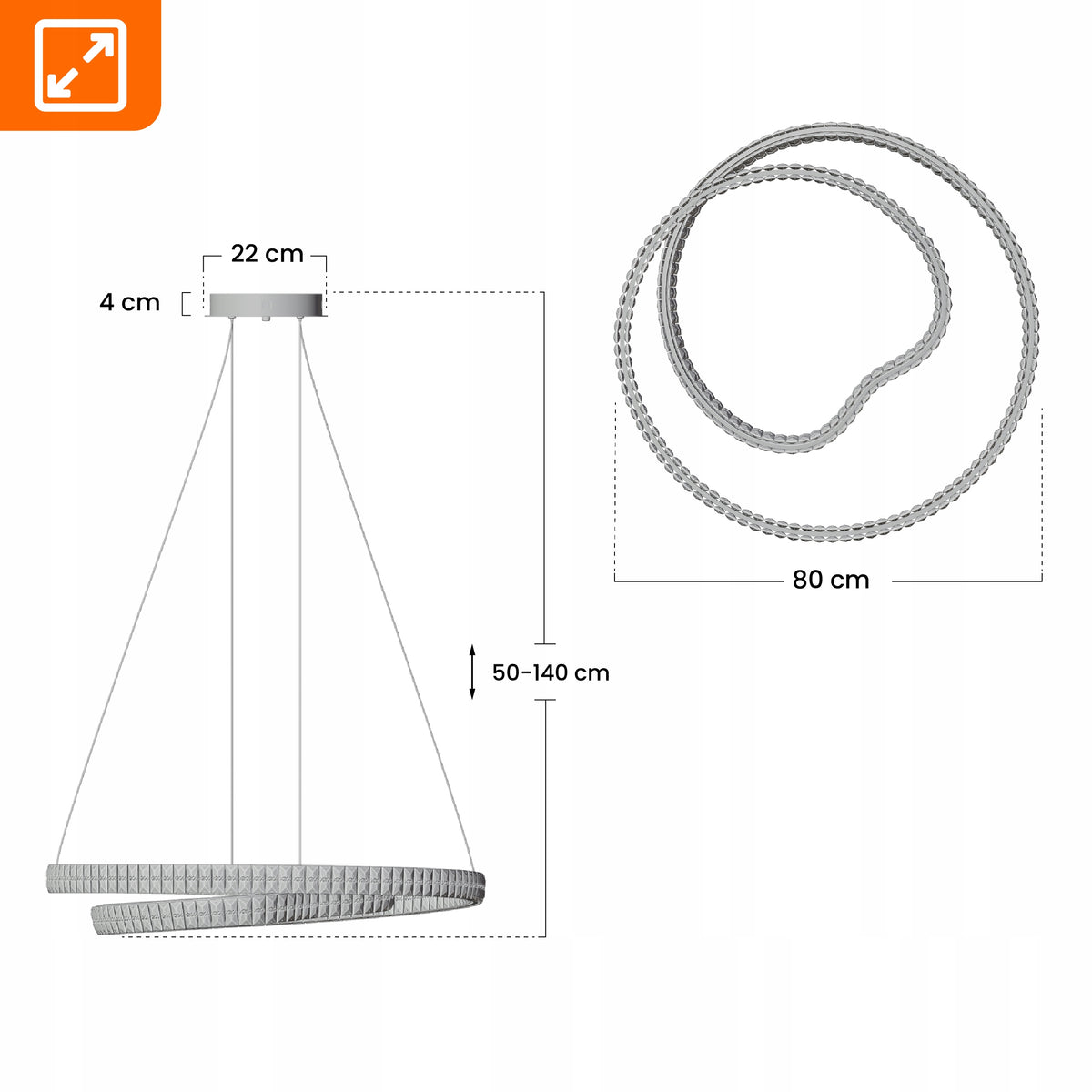Bílé LED závěsné svítidlo 136 W – teplá bílá