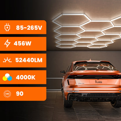 LED HEXAGON osvětlení do garáže 522 × 298 cm