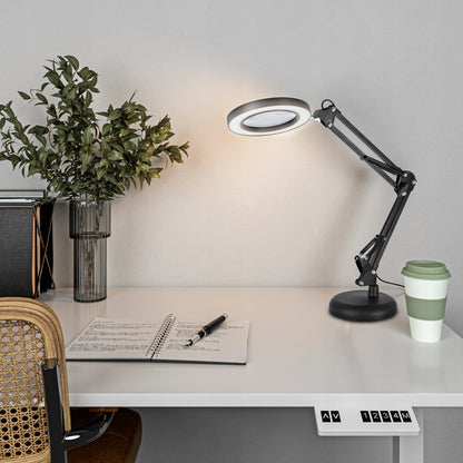 LED stolní lampa, stmívatelná, s lupou