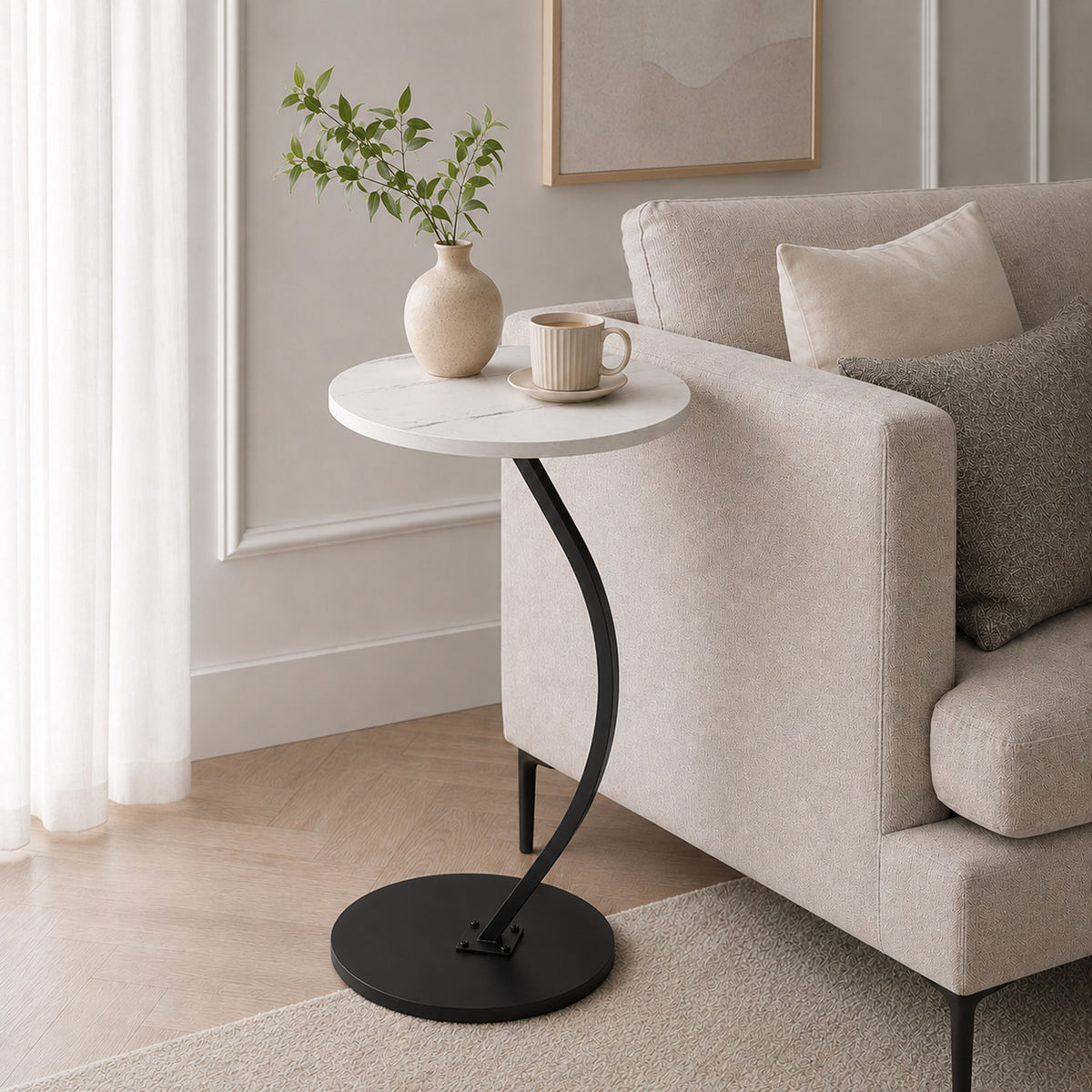 Odkládací stolek GRELO bílý mramor