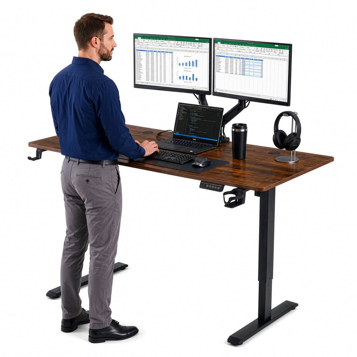 Herní stůl GAMER RUSTIC elektrické 140 cm