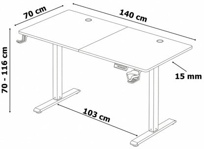Herní stůl GAMER RUSTIC elektrické 140 cm