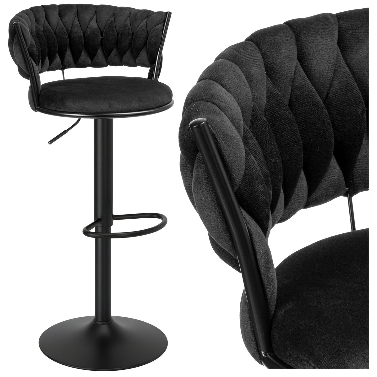 Barová židle Tresso Black černý Velvet