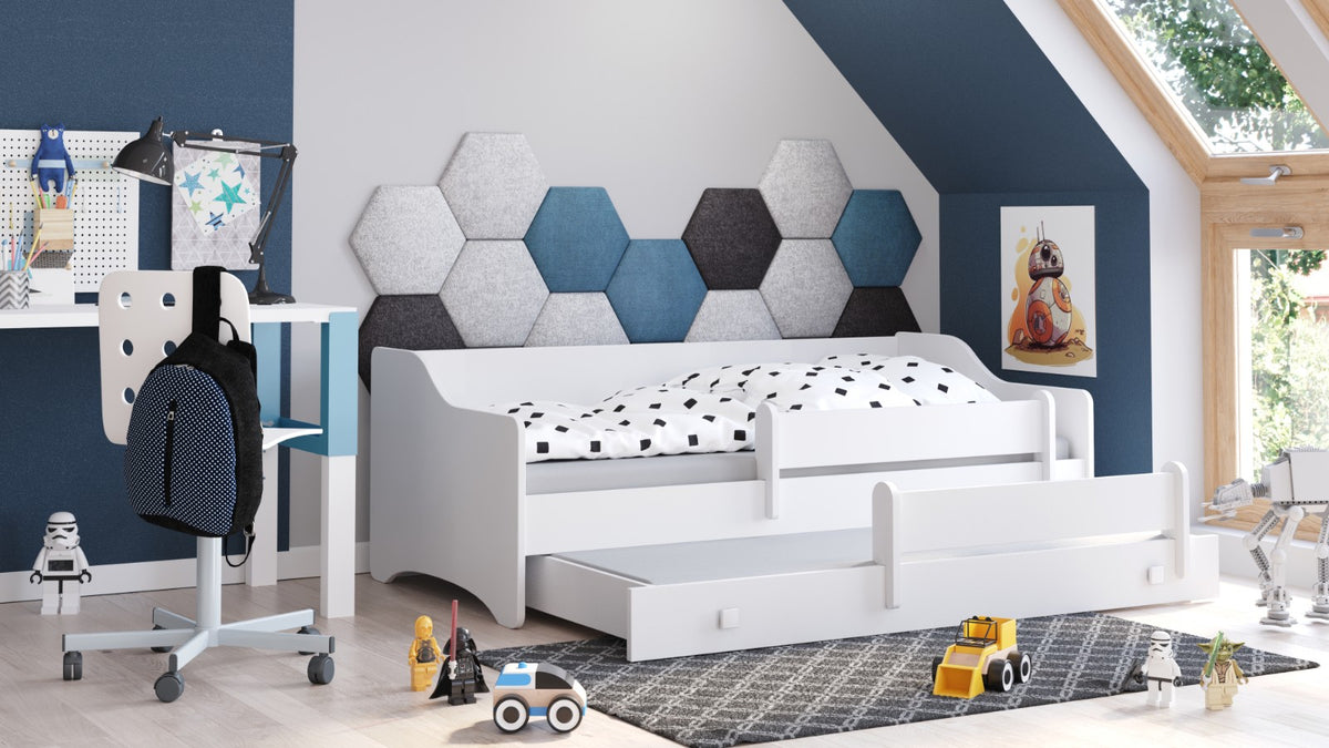 Dětská postel se dvěma lůžky ERIK 160 × 80 cm – bílé úchytky