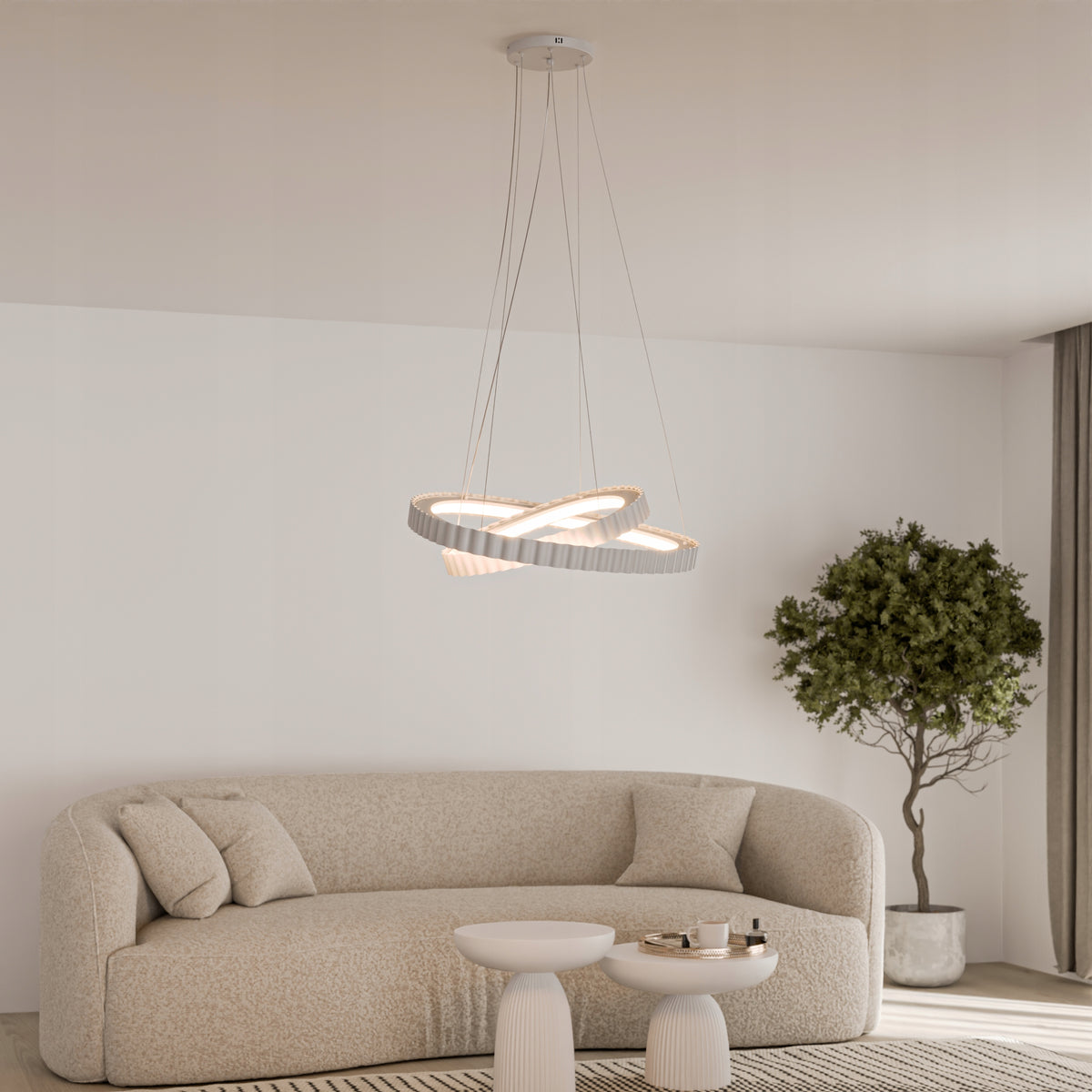 Bílé LED závěsné svítidlo 84 W – teplá bílá