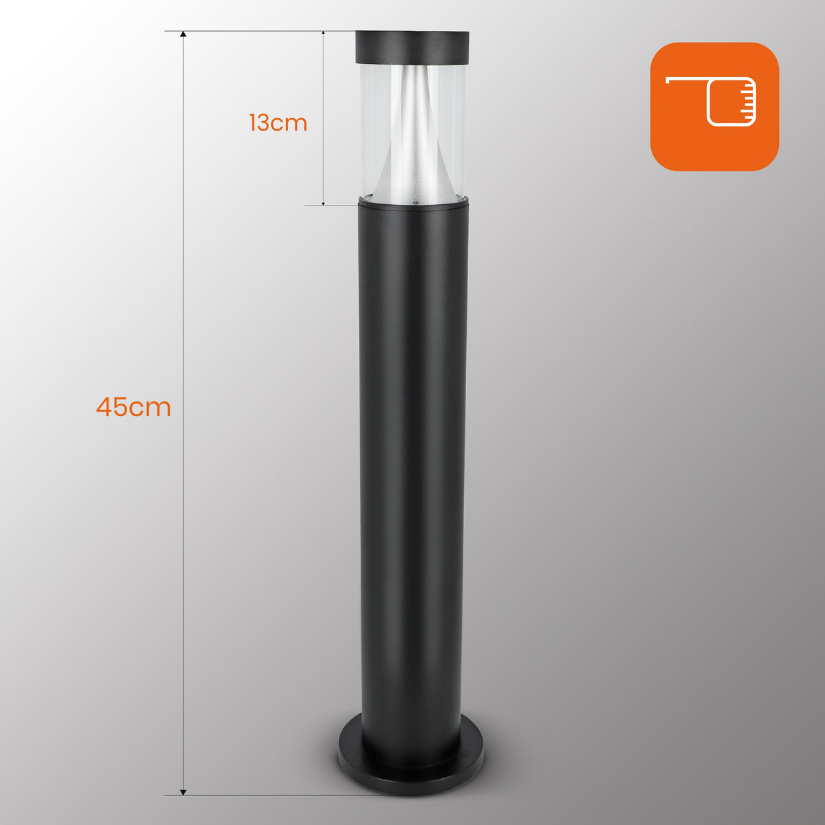 Černý venkovní osvětlovací sloupek 7 W, 500 lm, 45 cm, IP44
