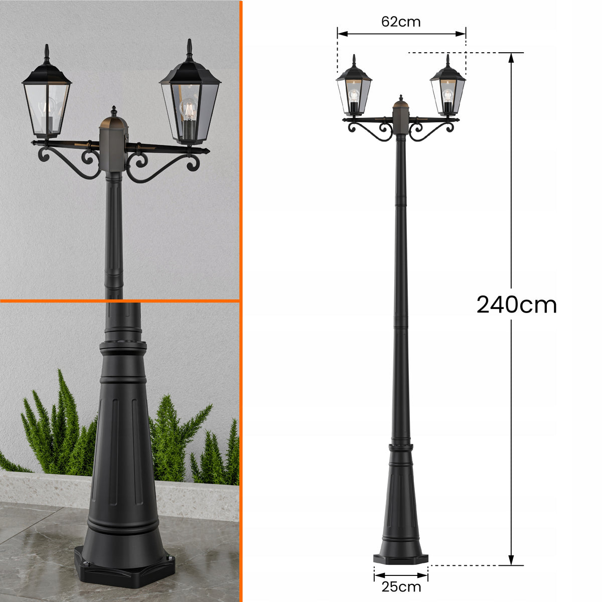 Venkovní osvětlovací sloupek E27 240 cm, IP65