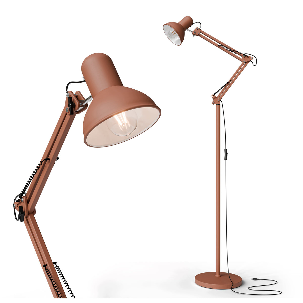 Červená stojací lampa E27 190 cm, nastavitelná