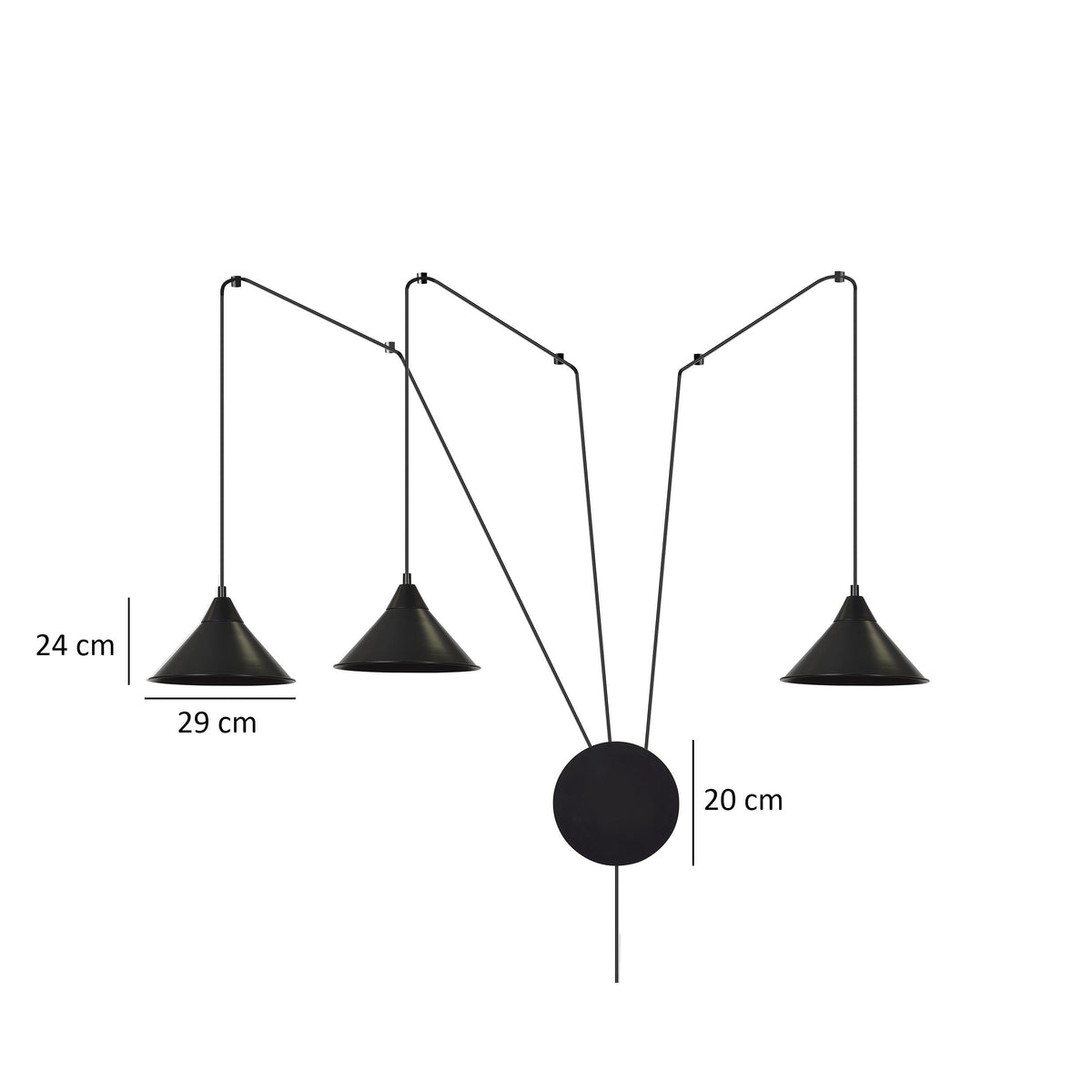 Závěsné svítidlo ABRAMO 3 – černé