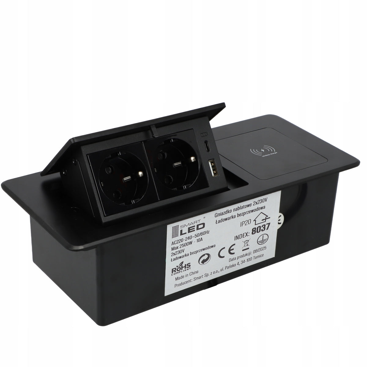 Zápustná stolní zásuvka 230 V, USB