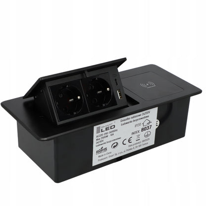 Zápustná stolní zásuvka 230 V, USB