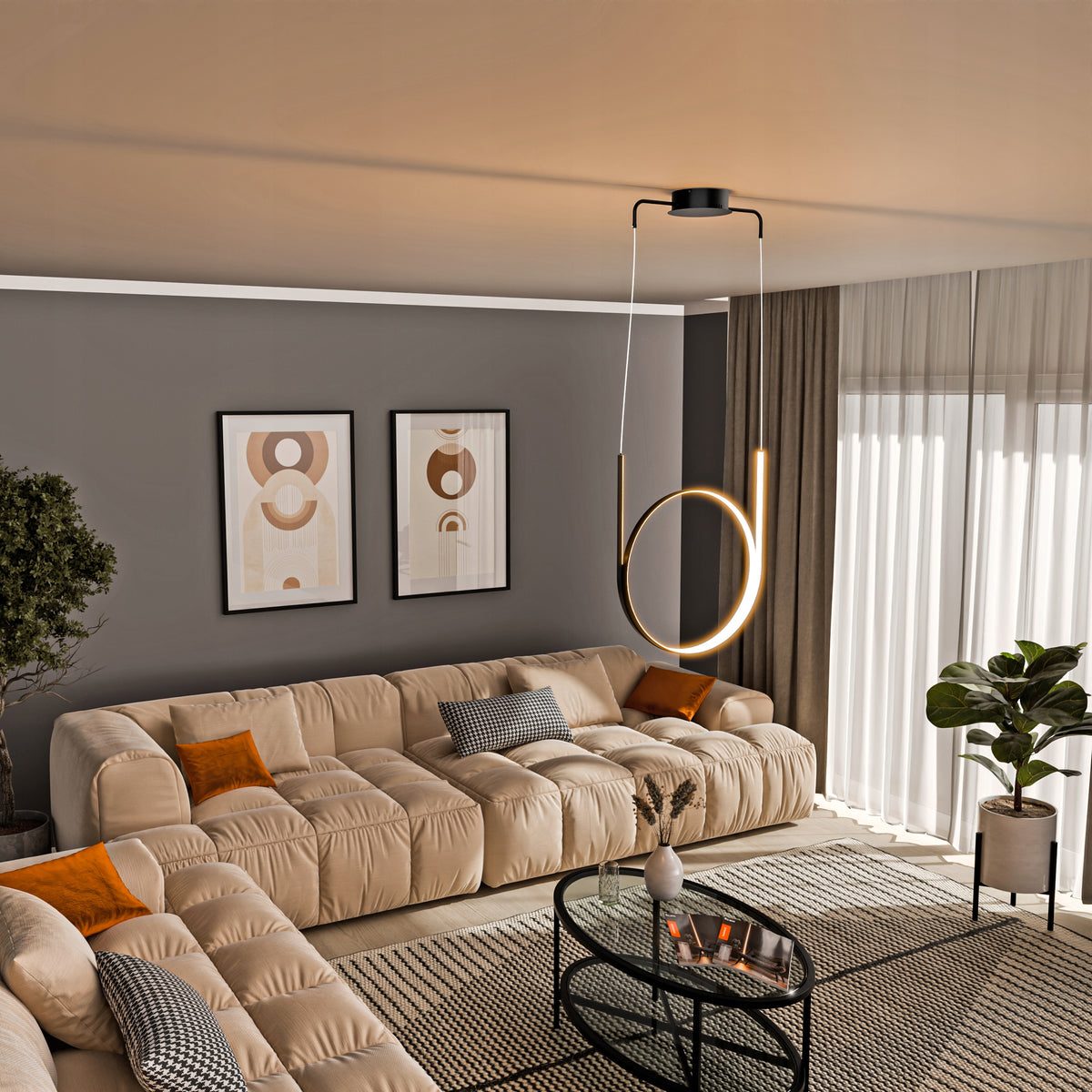 Bílé LED závěsné svítidlo 66 W – teplá bílá