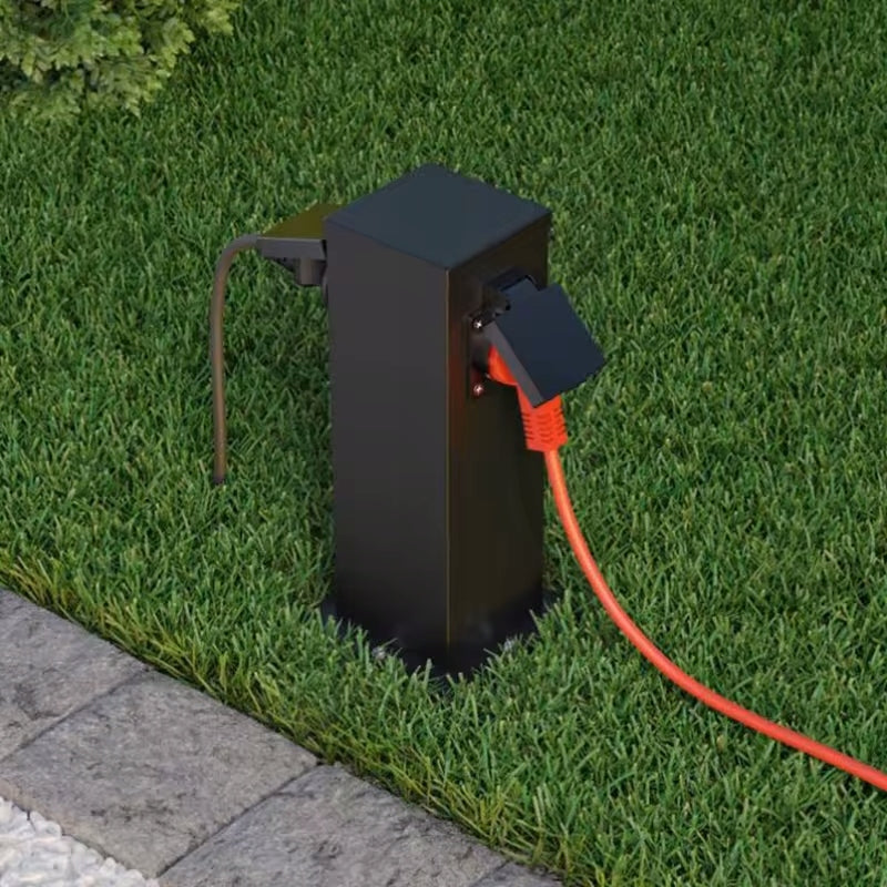 Černý zahradní napájecí sloupek 230 V, IP44