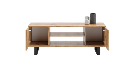 TV stolek FOCUS 155 cm – dub Craft zlatý, loftový styl, lamelový dekor