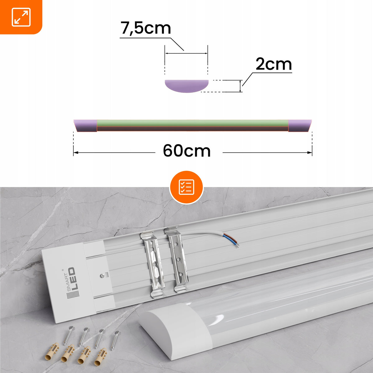Průmyslové LED svítidlo 18 W, 60 cm