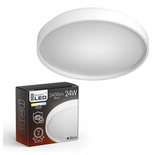 Bílé kulaté stropní LED svítidlo 24 W, 30 cm